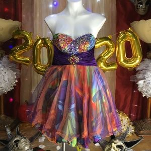 DAVE & JOHNNY ORANGEPURPLE/MULTICOLOR DRESS SZ 1/2